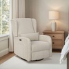 Madison Park Recliner & Rocking Chair: Glider Recliner Nursery Chair with Lumbar Pillow, Swivel Rocker Recliner 3-in-1 Accent Chair with Side Pocket for Living Room Bedroom & Small Spaces, Blue(Beige)