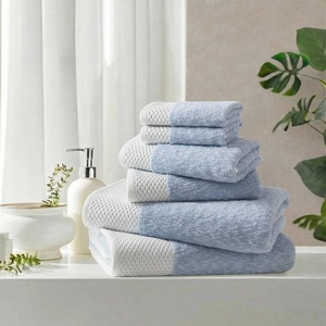 Madison Park Hayden 6 Piece Bath & Hand Towel Set, 550 GSM, Charcoal | Yarn-Dyed Dobby Slub Texture, 100% Combed Cotton, 2 Bath 2 Hand 2 Washcloth, Soft Absorbent Spa Hotel Quality Towels(Blue)