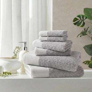 Madison Park Hayden 6 Piece Bath & Hand Towel Set, 550 GSM, Charcoal | Yarn-Dyed Dobby Slub Texture, 100% Combed Cotton, 2 Bath 2 Hand 2 Washcloth, Soft Absorbent Spa Hotel Quality Towels(Grey)
