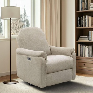 Madison Park Recliner & Rocking Chair: Glider Recliner Nursery Chair for Living Room & Bedroom, Swivel Rocker Recliner with a Rounded Back, Versatile 3-in-1 Accent Chair for Small Spaces, Light Grey(Beige)