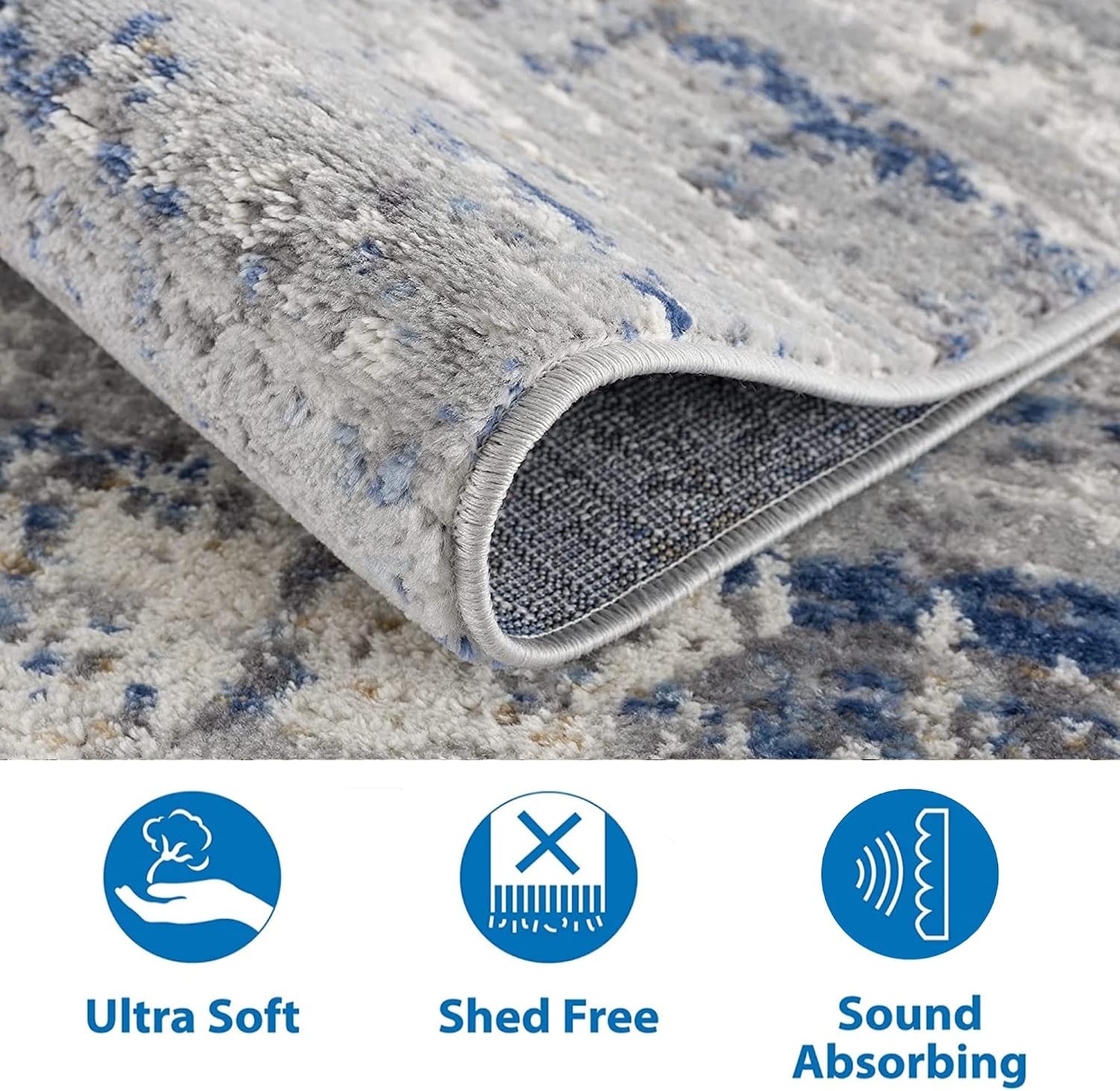 image:imageMadison Park Harley Woven Turkish Area Rugs for Living Room Indoor Dining Accent Modern Home Dcor Ultra Soft Floor Carpets for Dining Room 711W x 10L Abstract BlueCreamHarley BlueCream