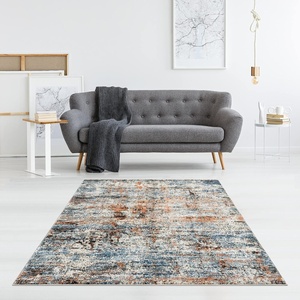 Madison Park Harley Woven Turkish Area Rugs for Living Room, Indoor Dining Accent Modern Home Décor, Ultra Soft Floor Carpets for Dining Room, 7’11″W x 10’L, Abstract Blue/Cream(Newport Multi)