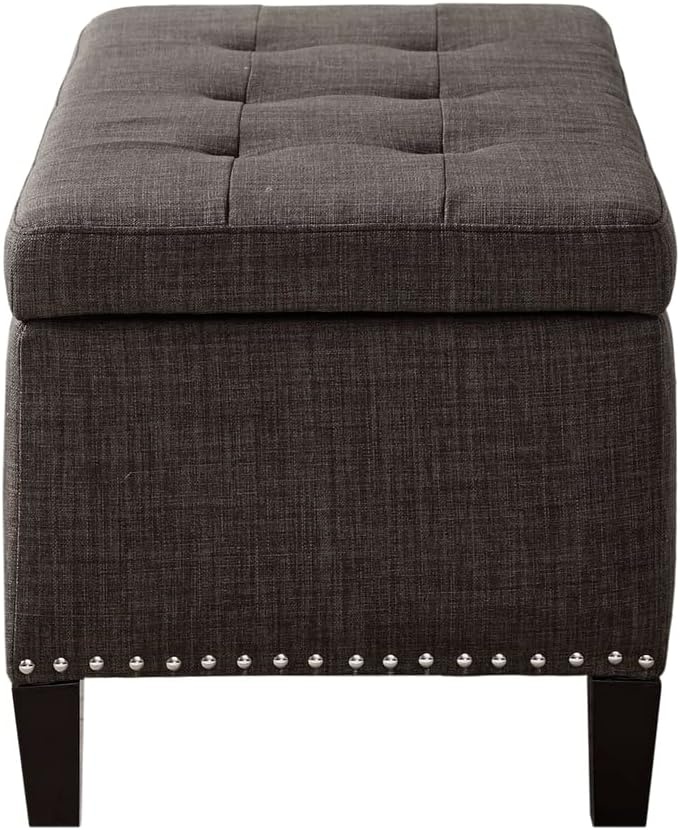image:imageMadison Park 49 Upholstered Storage Bench Button Tufted End of Bed Bench with Storage Dual Spring SoftClose Lid Bedroom Bench for Queen King Bed Entryway Living Room NaturalCharcoal