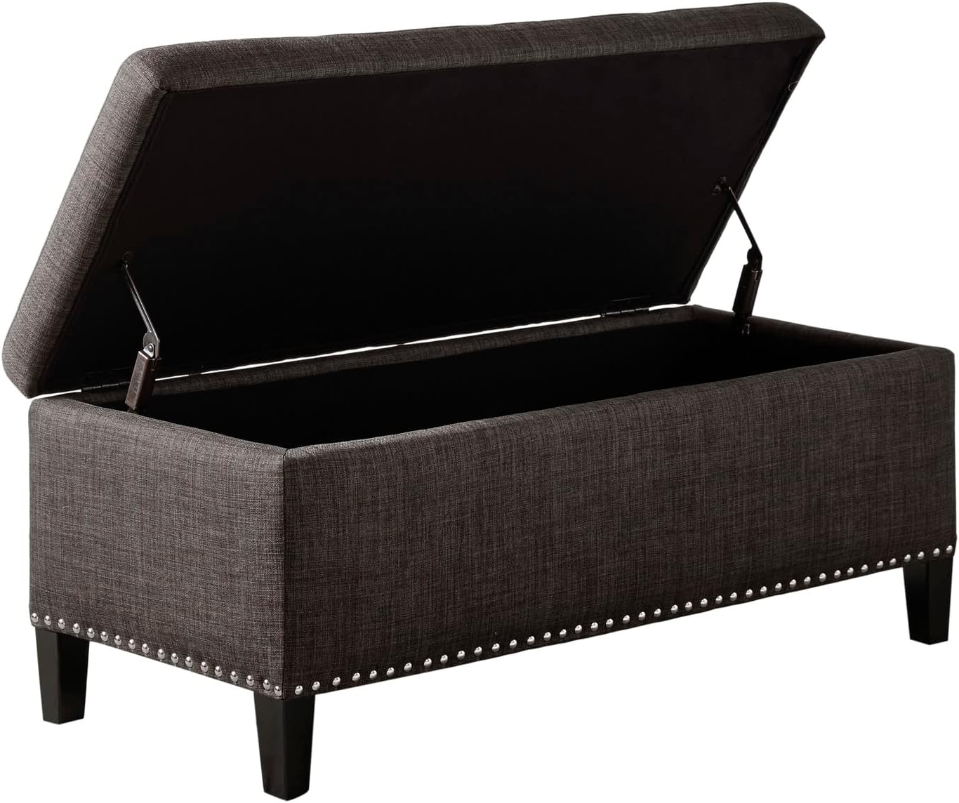 image:imageMadison Park 49 Upholstered Storage Bench Button Tufted End of Bed Bench with Storage Dual Spring SoftClose Lid Bedroom Bench for Queen King Bed Entryway Living Room NaturalCharcoal