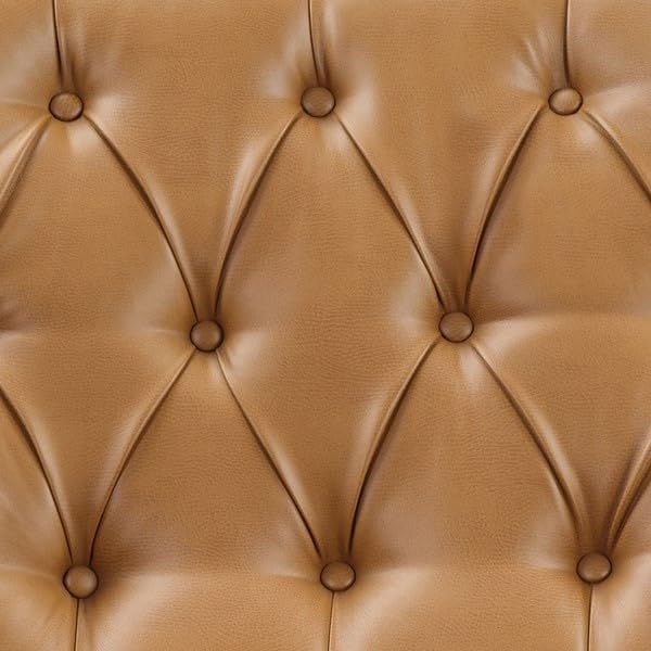 image:imageMadison Park Manual Push Back Recliner Chair Upholstered Accent Armchair with Nailhead Trim Reading Lounge Chair for Small Spaces Faux Leather ButtonTufted Solid Wood Legs and Footrest Brown