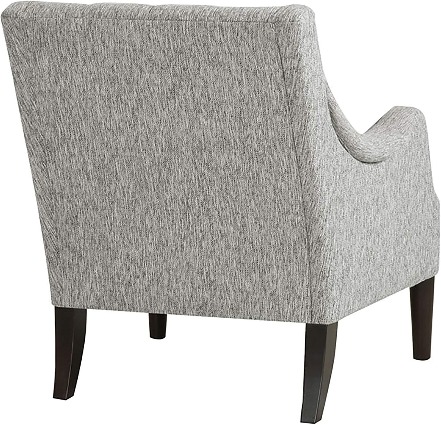 image:imageMadison Park Qwen Upholstered Accent Chair with Solid Wood Legs Button Tufted Round Arms Removable Seat Cushion Transtional Pipped Padded Cushion Seat Bedroom Lounge Comfy for Reading NavyGrey