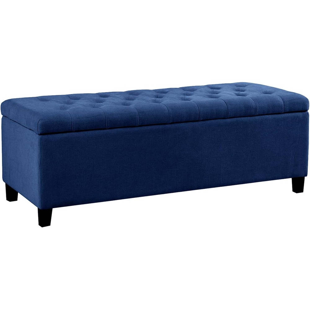 image:imageMadison Park 49 Upholstered Storage Bench Button Tufted End of Bed Bench with Storage Dual Spring SoftClose Lid Bedroom Bench for Queen King Bed Entryway Living Room NaturalNavy