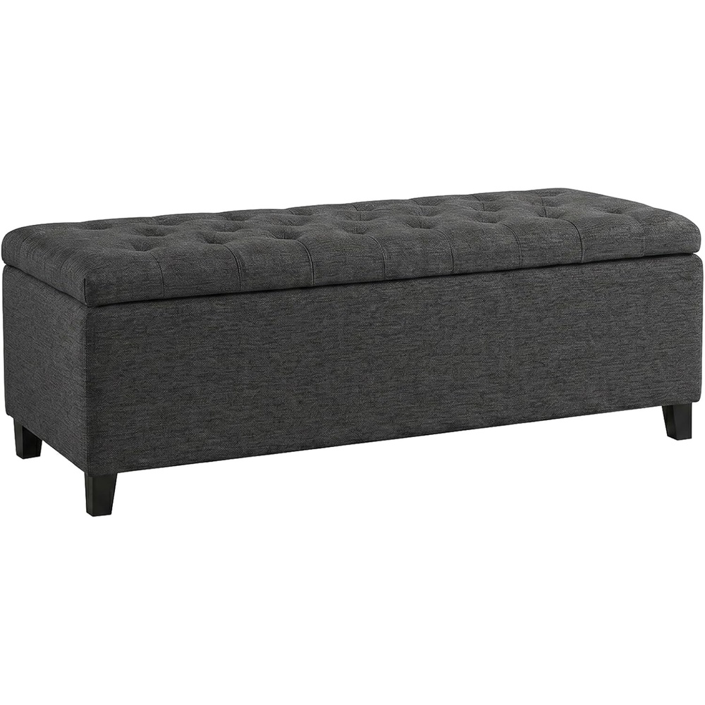image:imageMadison Park 49 Upholstered Storage Bench Button Tufted End of Bed Bench with Storage Dual Spring SoftClose Lid Bedroom Bench for Queen King Bed Entryway Living Room NaturalCharcoal