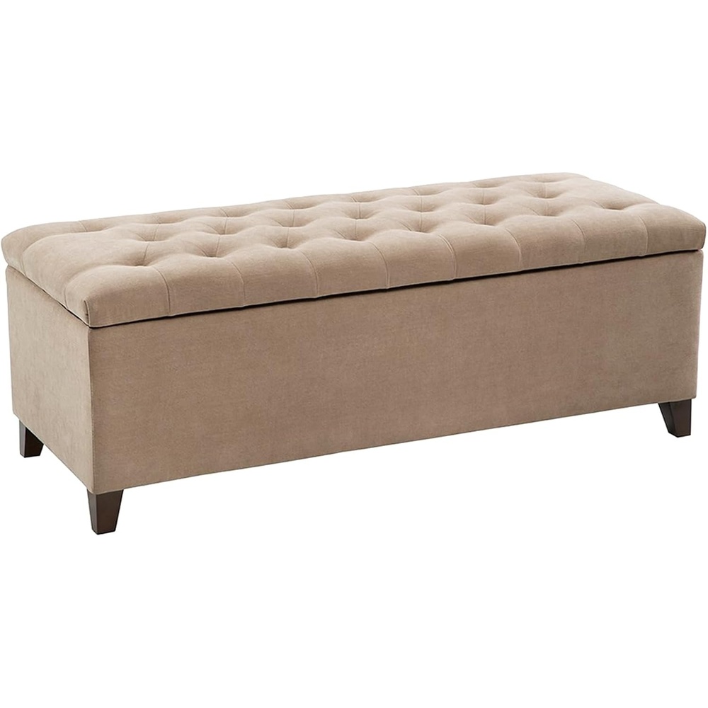 image:imageMadison Park 49 Upholstered Storage Bench Button Tufted End of Bed Bench with Storage Dual Spring SoftClose Lid Bedroom Bench for Queen King Bed Entryway Living Room NaturalSand