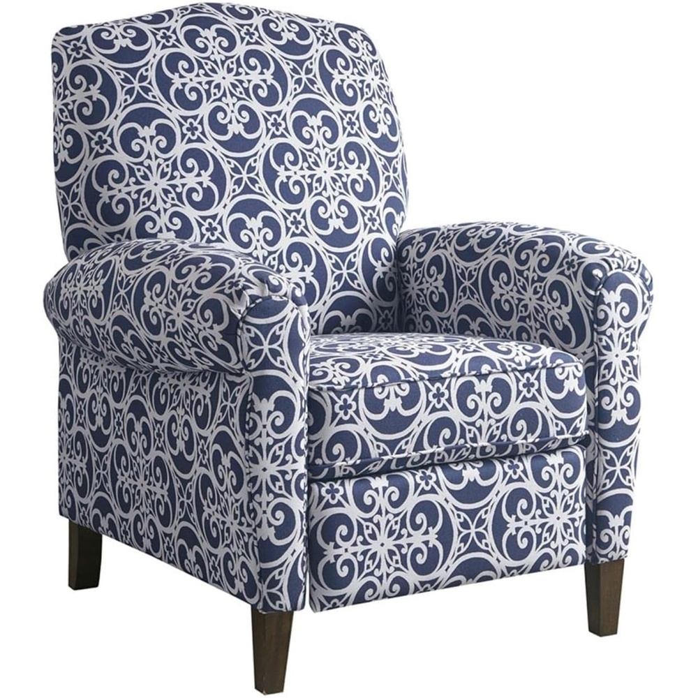 image:imageMadison Park Chic Recliner Chair for Living Room Comfy Reading Chair Padded Seat Backrest Solid Wood Legs Indoor Furniture for Bedroom Dcor Apartment Single Sofa Home Theater  Navy KirbyNavy Multi
