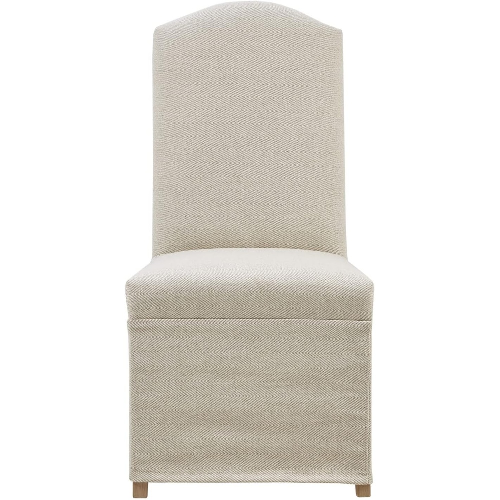 image:imageMadison Park Foster Parsons Upholstered Accent Dining Chairs Set of 2 High Back Padded Seat with Nailhead Trim Skirt and Solid Wood Legs Kitchen Furniture Beige