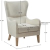 Madison Park Arianna Upholstered High Wingback Accent Chair with Solid Wood Legs and Rounded Arms, Pipped, Chic Transitional, Plaid Fabric Padded Cushion Seat Bedroom Lounge Comfy for Reading, Linen(Linen)