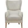 Madison Park Arianna Upholstered High Wingback Accent Chair with Solid Wood Legs and Rounded Arms, Pipped, Chic Transitional, Plaid Fabric Padded Cushion Seat Bedroom Lounge Comfy for Reading, Linen(Linen)