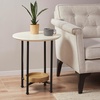 Madison Park Beumont Round End Table for Living Room, Accent Side Table with Natural Wood Shelf, Metal Legs, Modern Compact Accent Table for Small Living Room Furniture 21″ H White/Natural