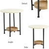 Madison Park Beumont Round End Table for Living Room, Accent Side Table with Natural Wood Shelf, Metal Legs, Modern Compact Accent Table for Small Living Room Furniture 21″ H White/Natural