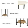 Madison Park Beumont Round End Table for Living Room, Accent Side Table with Natural Wood Shelf, Metal Legs, Modern Compact Accent Table for Small Living Room Furniture 21″ H White/Natural