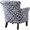 Madison Park Brooke Upholstered Accent Chair with Solid Wood Legs and Rolled Arms, Nailhead Trim, Tight Back, Fretwork Print, Chic Padded Cushion Seat Bedroom Lounge Comfy for Reading, 29.25″ W, Navy