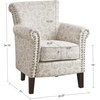 Madison Park Brooke Upholstered Accent Chair with Solid Wood Legs and Rolled Arms, Nailhead Trim, Tight Back, Fretwork Print, Chic Padded Cushion Seat Bedroom Lounge Comfy for Reading, Natural
