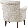Madison Park Brooke Upholstered Accent Chair with Solid Wood Legs and Rolled Arms, Nailhead Trim, Tight Back, Fretwork Print, Chic Padded Cushion Seat Bedroom Lounge Comfy for Reading, Natural