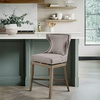 Madison Park Carson Swivel Counter Stool, Upholstered Wingback Counter-Height Chair with 360° Swivel Seat, Bronze Kick Plate, Solid Wood Legs, Reclaimed Grey Finish, Navy(Light Grey)