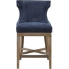 Madison Park Carson Swivel Counter Stool, Upholstered Wingback Counter-Height Chair with 360° Swivel Seat, Bronze Kick Plate, Solid Wood Legs, Reclaimed Grey Finish, Navy(Navy)