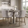 Madison Park Carson Swivel Counter Stool, Upholstered Wingback Counter-Height Chair with 360° Swivel Seat, Bronze Kick Plate, Solid Wood Legs, Reclaimed Grey Finish, Navy(Light Grey)