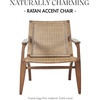 Madison Park Clearwater Natural Ratan Accent Chair – Solid Wood Frame & Legs, Country Style Armchair, High-Back Design with Ratan Insert, Fully Assembled, Natural