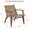 Madison Park Clearwater Natural Ratan Accent Chair – Solid Wood Frame & Legs, Country Style Armchair, High-Back Design with Ratan Insert, Fully Assembled, Natural