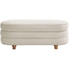 Madison Park Oval Ottoman with Storage, Storage Bench with Wooden Ball Feet, Upholstered Entryway Bench, End of Bed Bench with Lift Top Hidden Storage, Cream Padded Seat for Bedroom Living Room