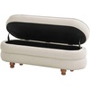 Madison Park Oval Ottoman with Storage, Storage Bench with Wooden Ball Feet, Upholstered Entryway Bench, End of Bed Bench with Lift Top Hidden Storage, Cream Padded Seat for Bedroom Living Room