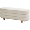 Madison Park Oval Ottoman with Storage, Storage Bench with Wooden Ball Feet, Upholstered Entryway Bench, End of Bed Bench with Lift Top Hidden Storage, Cream Padded Seat for Bedroom Living Room