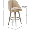 Madison Park Pearce Swivel Counter Stool, 360° Swivel, Upholstered Armless Counter-Height Stool with Padded Back, Solid Wood Legs with Wire-Brushed Finish, Metal Footrest, Linen-Blend Fabric, Grey(Sand)