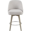Madison Park Pearce Swivel Counter Stool, 360° Swivel, Upholstered Armless Counter-Height Stool with Padded Back, Solid Wood Legs with Wire-Brushed Finish, Metal Footrest, Linen-Blend Fabric, Grey(Grey)