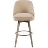 Madison Park Pearce Swivel Counter Stool, 360° Swivel, Upholstered Armless Counter-Height Stool with Padded Back, Solid Wood Legs with Wire-Brushed Finish, Metal Footrest, Linen-Blend Fabric, Grey(Sand)