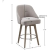 Madison Park Pearce Swivel Counter Stool, 360° Swivel, Upholstered Armless Counter-Height Stool with Padded Back, Solid Wood Legs with Wire-Brushed Finish, Metal Footrest, Linen-Blend Fabric, Grey(Grey)