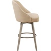 Madison Park Pearce Swivel Counter Stool, 360° Swivel, Upholstered Armless Counter-Height Stool with Padded Back, Solid Wood Legs with Wire-Brushed Finish, Metal Footrest, Linen-Blend Fabric, Grey(Sand)