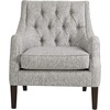 Madison Park Qwen Upholstered Accent Chair with Solid Wood Legs, Button Tufted, Round Arms, Removable Seat Cushion, Transtional, Pipped Padded Cushion Seat Bedroom Lounge Comfy for Reading, Navy(Grey)
