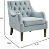 Madison Park Qwen Upholstered Accent Chair with Solid Wood Legs, Button Tufted, Round Arms, Removable Seat Cushion, Transtional, Pipped Padded Cushion Seat Bedroom Lounge Comfy for Reading, Navy(Dusty Blue)