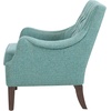 Madison Park Qwen Upholstered Accent Chair with Solid Wood Legs, Button Tufted, Round Arms, Removable Seat Cushion, Transtional, Pipped Padded Cushion Seat Bedroom Lounge Comfy for Reading, Navy(Teal)
