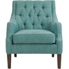 Madison Park Qwen Upholstered Accent Chair with Solid Wood Legs, Button Tufted, Round Arms, Removable Seat Cushion, Transtional, Pipped Padded Cushion Seat Bedroom Lounge Comfy for Reading, Navy(Teal)