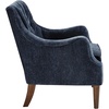 Madison Park Qwen Upholstered Accent Chair with Solid Wood Legs, Button Tufted, Round Arms, Removable Seat Cushion, Transtional, Pipped Padded Cushion Seat Bedroom Lounge Comfy for Reading, Navy(Navy)