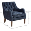 Madison Park Qwen Upholstered Accent Chair with Solid Wood Legs, Button Tufted, Round Arms, Removable Seat Cushion, Transtional, Pipped Padded Cushion Seat Bedroom Lounge Comfy for Reading, Navy(Navy)