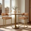 Madison Park Upholstered Bar Stool, Armless Counter Height Barstool with Back & Footrest, 25.5″ Gold Metal Frame Kitchen Island Chair, Modern Counter Stool for Dining Room(Brown)