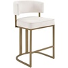 Madison Park Upholstered Bar Stool, Armless Counter Height Barstool with Back & Footrest, 25.5″ Gold Metal Frame Kitchen Island Chair, Modern Counter Stool for Dining Room(Ivory)