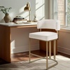 Madison Park Upholstered Bar Stool, Armless Counter Height Barstool with Back & Footrest, 25.5″ Gold Metal Frame Kitchen Island Chair, Modern Counter Stool for Dining Room(Ivory)