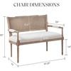 Madison Park Willshire Natural Rattan Settee, Upholstered Seat – Charming Country Design, Rustic Reclaimed Wood Finish, Ratan Insert Backrest & Padded Arm Rest, 47.25″ Wide Beige/Reclaimed Natural