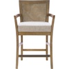 Madison Park Bar Stool with Rattan Back, Wood Counter Height Barstools, Farmhouse Stools with Open Arm Design, Mid-Century Modern Upholstered Bar Chair for Kitchen Island, 25.5″ H