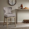 Madison Park Carson Swivel Counter Stool, Upholstered Wingback Counter-Height Chair with 360° Swivel Seat, Bronze Kick Plate, Solid Wood Legs, Reclaimed Grey Finish, Navy(Light Grey)
