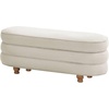 Madison Park Oval Ottoman with Storage, Storage Bench with Wooden Ball Feet, Upholstered Entryway Bench, End of Bed Bench with Lift Top Hidden Storage, Cream Padded Seat for Bedroom Living Room