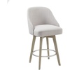 Madison Park Pearce Swivel Counter Stool, 360° Swivel, Upholstered Armless Counter-Height Stool with Padded Back, Solid Wood Legs with Wire-Brushed Finish, Metal Footrest, Linen-Blend Fabric, Grey(Grey)